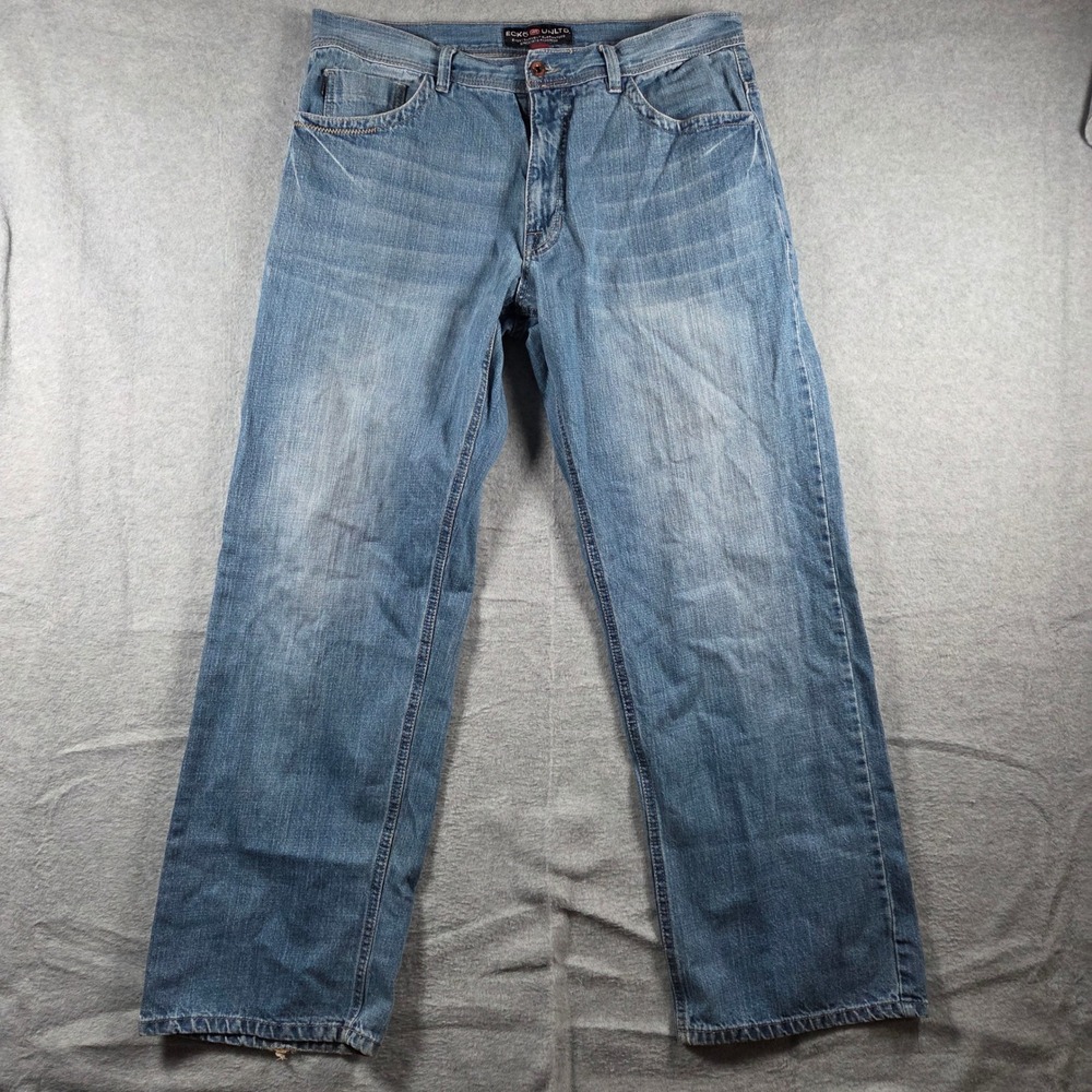 Ecko Unlimited Men's Relaxed Jeans in Light Blue Denim